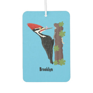 Cue funny Pileated woodpecker cartoon illustration Car Air Freshener