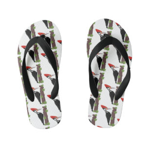 Cue funny Pileated woodpecker cartoon illustration Kid's Thongs