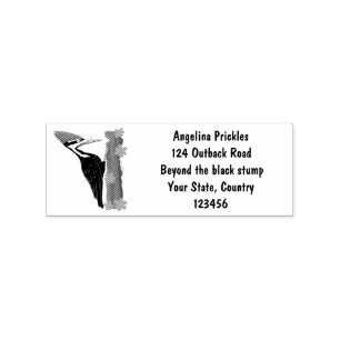 Cue funny Pileated woodpecker cartoon illustration Rubber Stamp