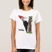 Cue funny Pileated woodpecker cartoon illustration