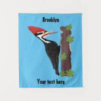 Cue funny Pileated woodpecker cartoon illustration