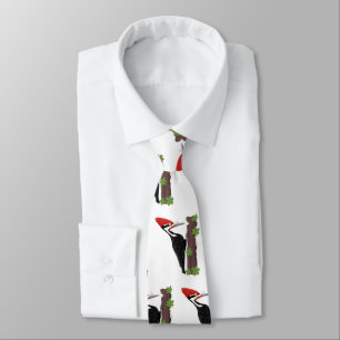 Cue funny Pileated woodpecker cartoon illustration Tie