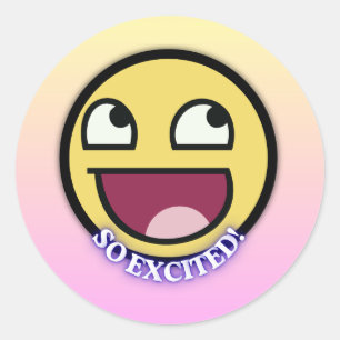 Cue happy emoji sticke classic round sticker
