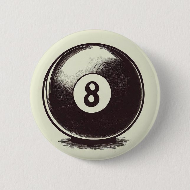 Cue-t Eight Ball 6 Cm Round Badge (Front)
