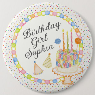Cue the Confetti Birthday Party Dessert 6 Cm Round Badge