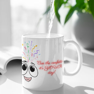 Cue the confetti in blue Kids birthday mug