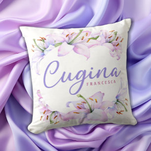 Cugina Personalised Lavender Pink Lilies Throw Pil Cushion