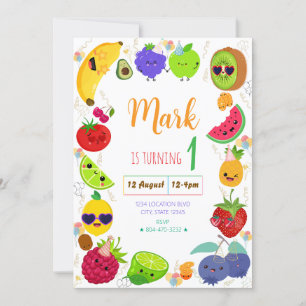 Cuit Fruit Birthday Invitation