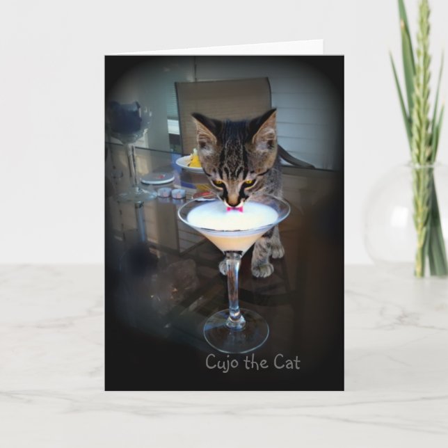 Cujo the Cat Milktini Holiday Card (Front)