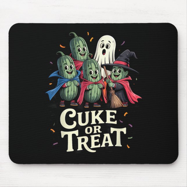 Cuke Or Treat – Funny Halloween Cuber Costume  Mouse Pad (Front)