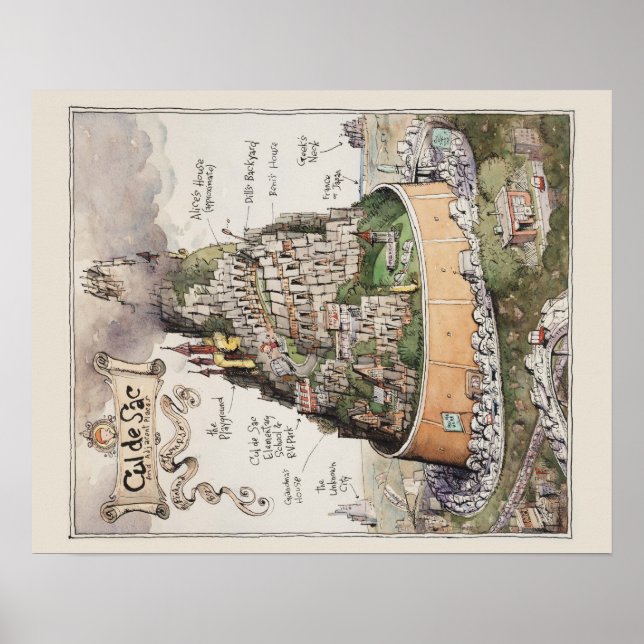 Cul de Sac and Adjacent Places Map Poster (Front)