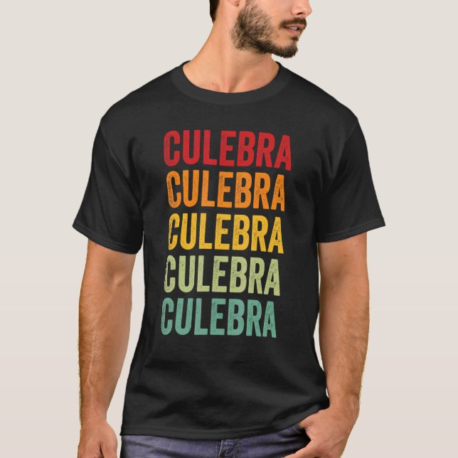 Culebra County Puerto Rico Rainbow Text Design T-Shirt (Front)