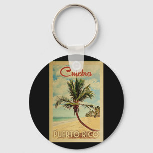 Culebra Palm Tree Vintage Travel Key Ring