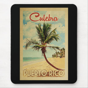 Culebra Palm Tree Vintage Travel Mouse Pad