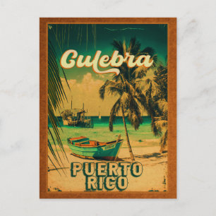 Culebra Puerto Rico Palm Tree Vintage Travel 60s Postcard