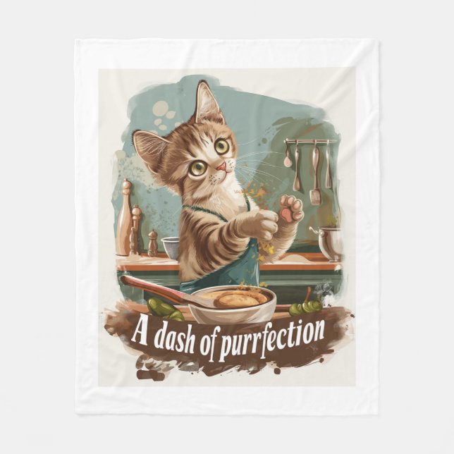 Culinary Cat Chef Fleece Blanket (Front)