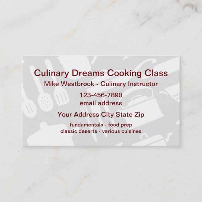 Culinary Cooking Classes Business Card (Front)