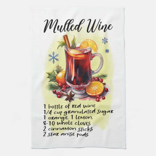 Culinary Delight: Mulled Wine Recipe Tea Towel (Vertical)