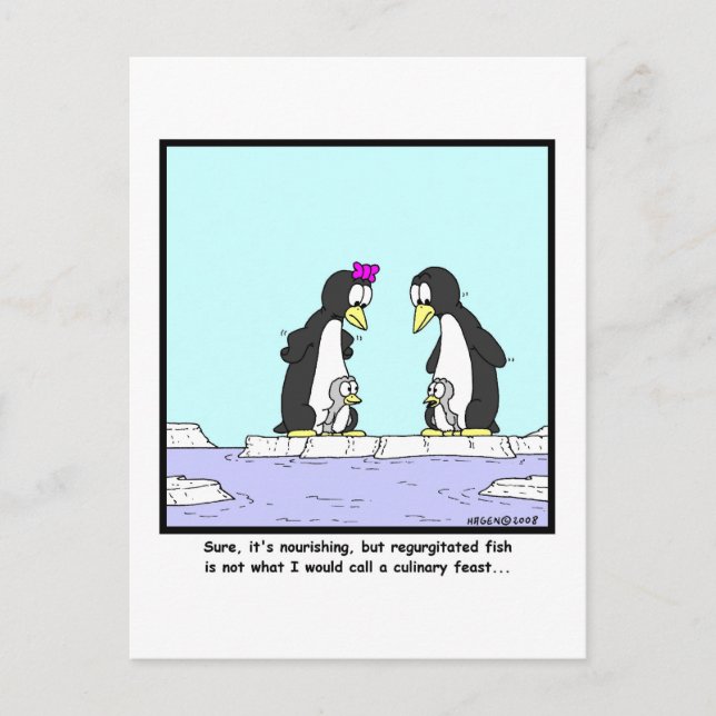 Culinary Feast: Penguin cartoon Postcard (Front)