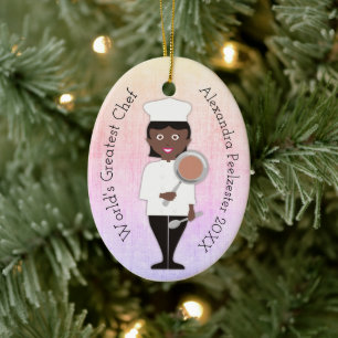 Culinary graduate African American woman chef Ceramic Ornament