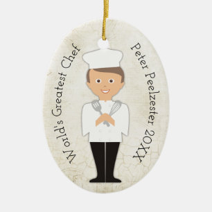 Culinary graduate male chef Christmas ornament