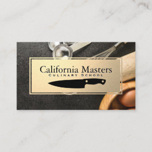 Culinary Knife Gold Metallic Baking Supplies Business Card