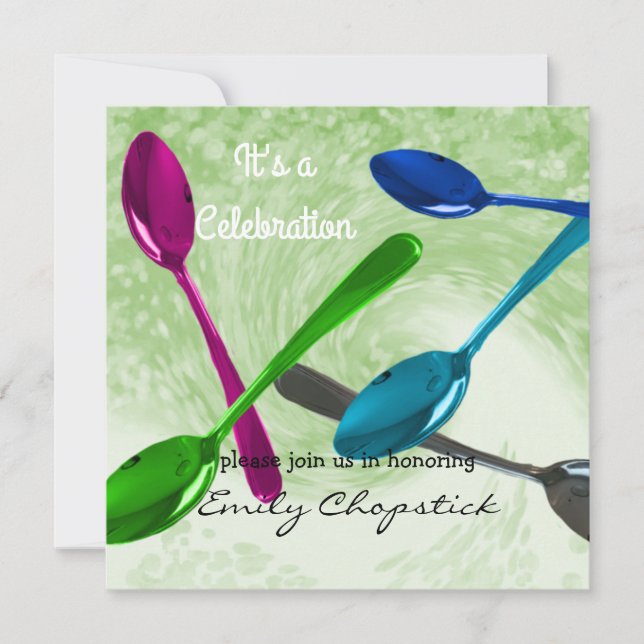 Culinary Modern Spoons Celebration Invitation (Front)