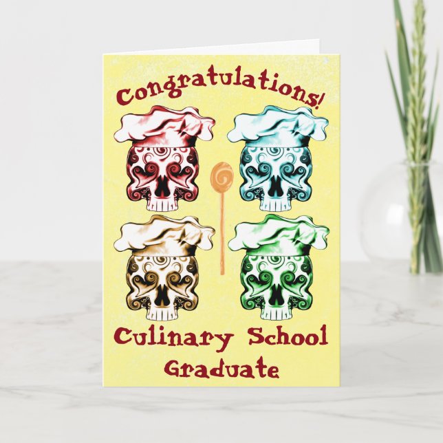 Culinary School Graduate Chef Skulls Card (Front)