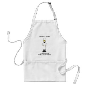 Culinary school lady graduate, congratulations. standard apron