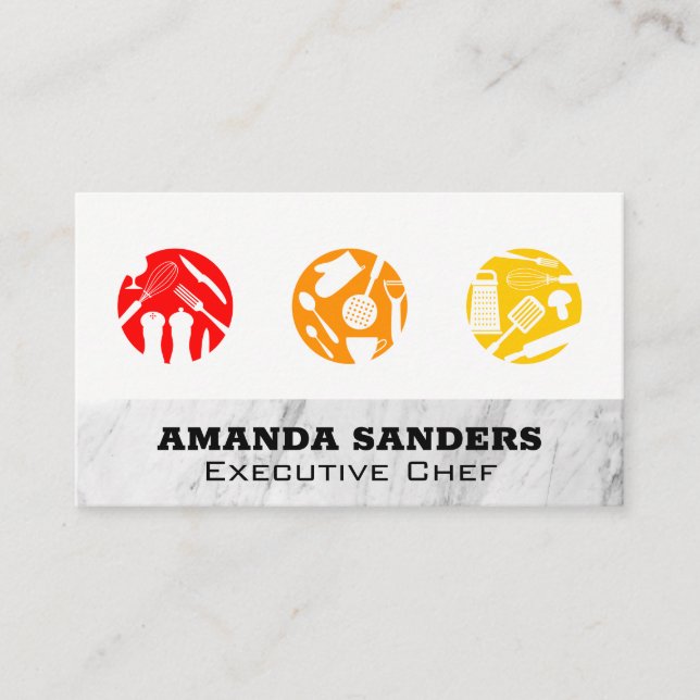 Culinary Tools | Marble Texture Business Card (Front)