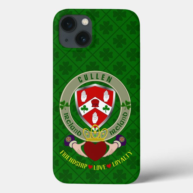 Cullen Irish Shield & Claddagh Personalised      Case-Mate iPhone Case (Back)