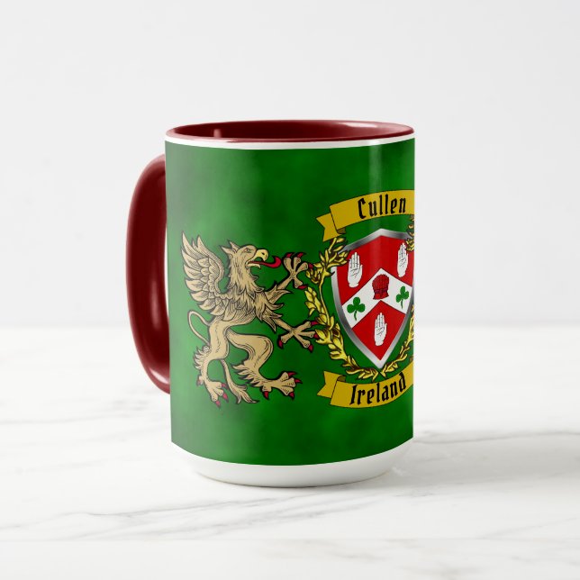 Cullen/O'Cullen Irish Shield & Griffins Mug (Front Left)
