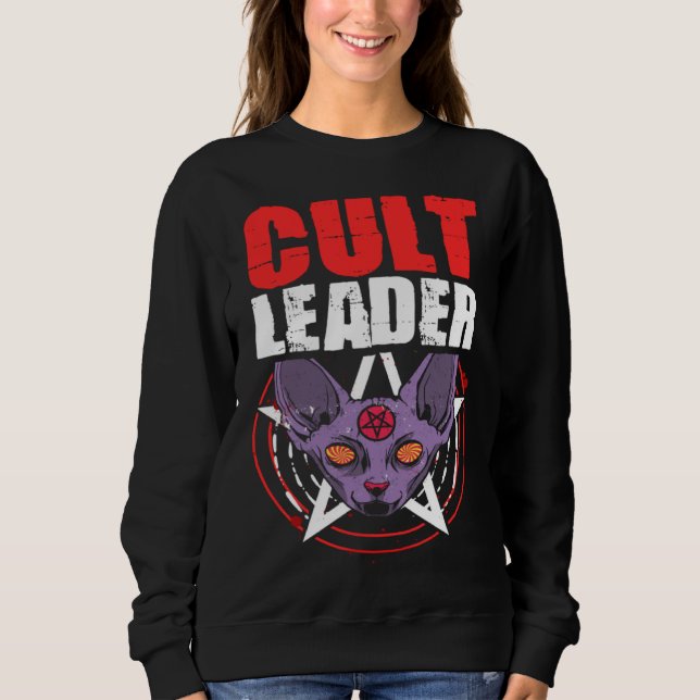 Cult Leader Cat Satanic Witchcraft Baphomet Occult Sweatshirt (Front)