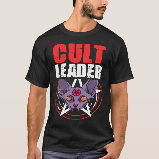 Cult Leader Cat Satanic Witchcraft Baphomet Occult T-Shirt (Front)