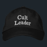 Cult Leader Weird Meme Funny Gen Z Christmas Gift Embroidered Hat<br><div class="desc">Cult Leader baseball dad hat,  funny student embroidered ball cap,  Christmas gift for daughter birthday,  custom colour embroidery dark humour,  sarcastic joke adjustable for her,  inappropriate ironic parody gen z,  millennial silly guy son him,  from girlfriend boyfriend girl wife,  to husband internet famous influencer,  nostalgia minimalist weird meme humour</div>