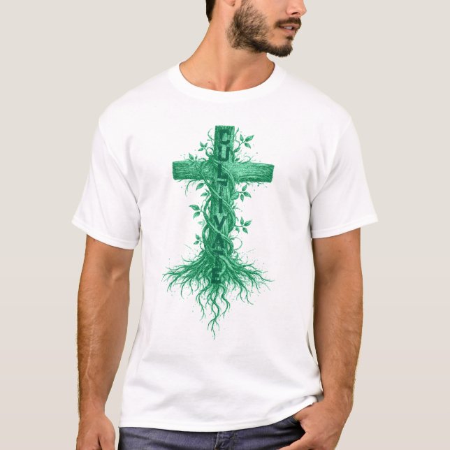 Cultivate Your Faith – Christian Cross T-Shirt (Front)