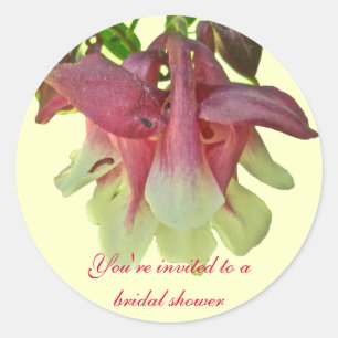 Cultivated Columbine Bridal Shower Invite Sticker