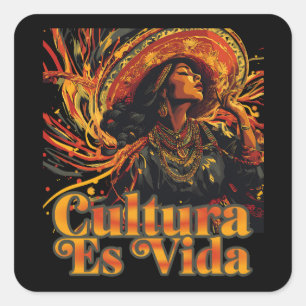 Cultura Es Vida, Hispanic Heritage Month Square Sticker