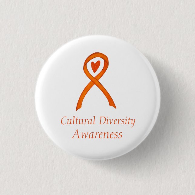 Cultural Diversity Awareness Ribbon Custom Pin (Front)