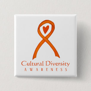 Cultural Diversity Awareness Ribbon Pin Button