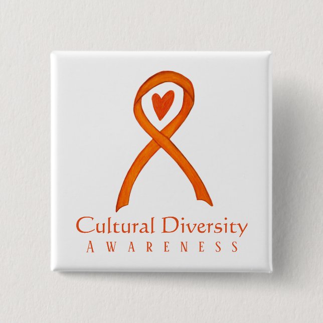 Cultural Diversity Awareness Ribbon Pin Button (Front)
