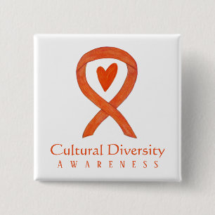 Cultural Diversity Awareness Ribbon Pin Button