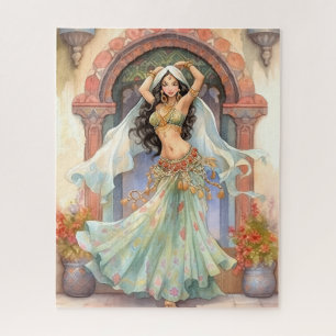Cultural Elegance: Indian Dance Silk Sari Jigsaw Puzzle