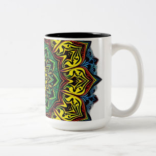 Cultural Mandalas with Geometric Patterns Two-Tone Coffee Mug