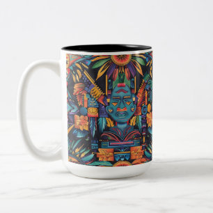 Cultural Sapphire "Epochal Symmetry" Artistic Cera Two-Tone Coffee Mug