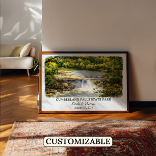 Cumberland Falls State Park Kentucky, Watercolor Poster