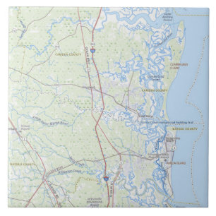 Cumberland Island Georgia Coast Map Mug Ceramic Tile