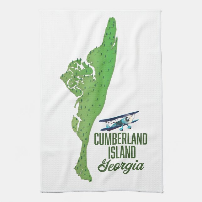 Cumberland island Georgia Map Tea Towel (Vertical)