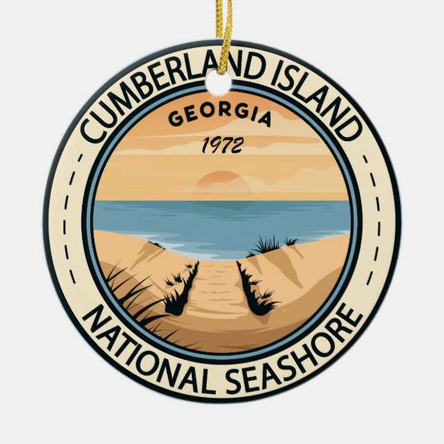 Cumberland Island National Seashore Georgia Badge Ceramic Ornament (Front)