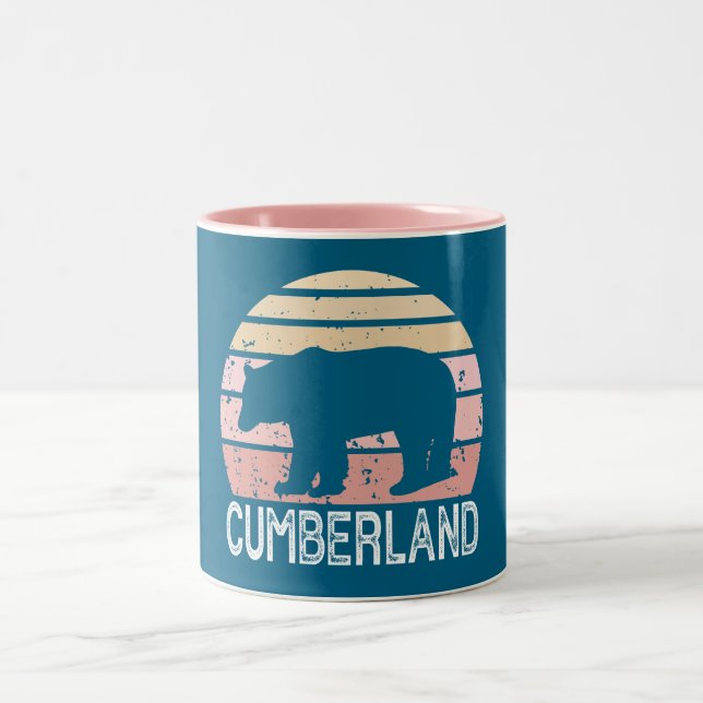 Cumberland Maryland Retro Bear Two-Tone Coffee Mug (Center)